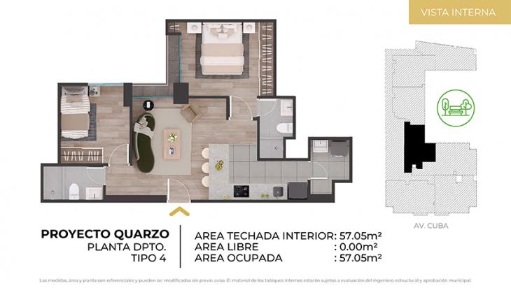 Plano del modelo Tipo 4 del proyecto CIUDARIS I QUARZO en Jesus Maria