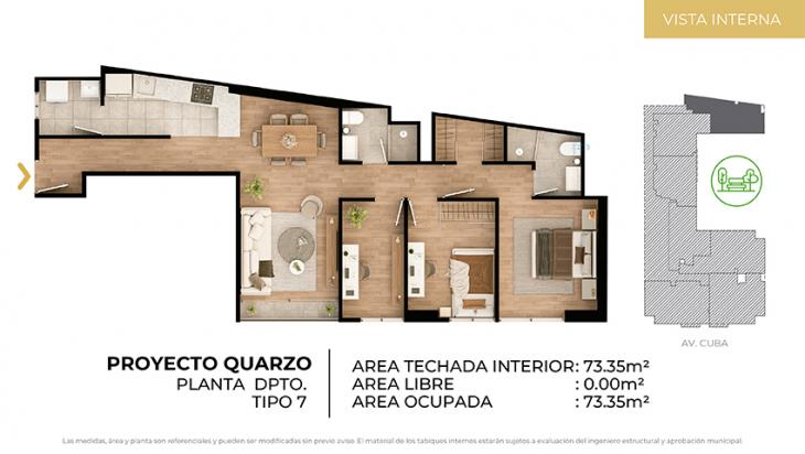 Plano del modelo Tipo 7 del proyecto CIUDARIS I QUARZO en Jesus Maria