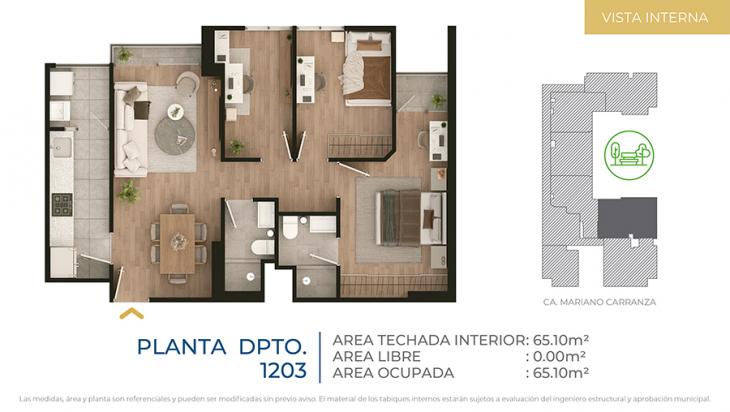 Plano del modelo Tipo 3 del proyecto CIUDARIS  I  ICONIK PARK en Cercado De Lima