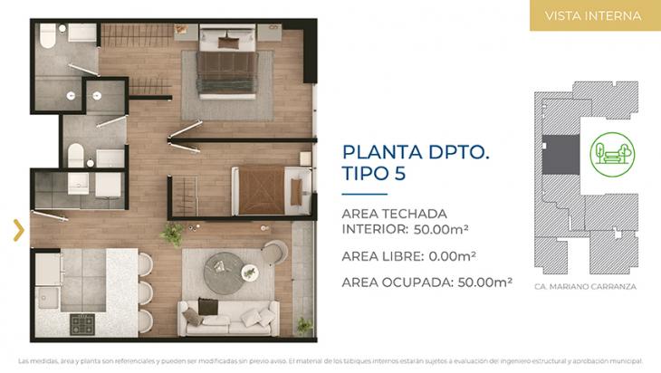 Plano del modelo Tipo 5 del proyecto CIUDARIS  I  ICONIK PARK en Cercado De Lima