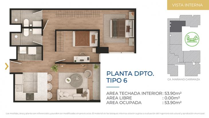 Plano del modelo Tipo 6 del proyecto CIUDARIS  I  ICONIK PARK en Cercado De Lima