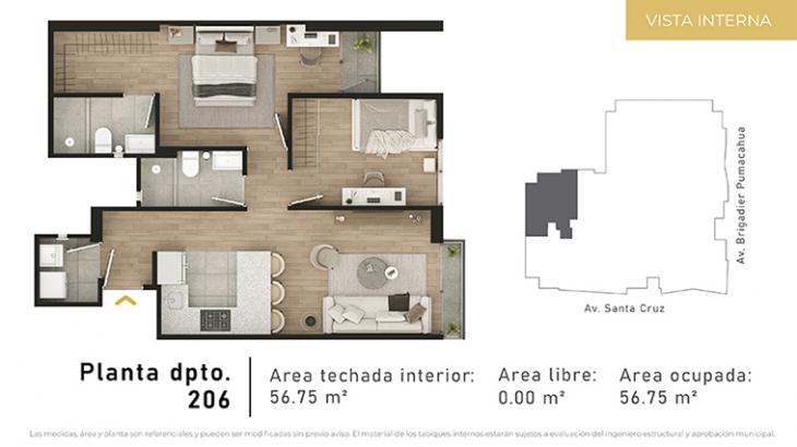 Plano del modelo Tipo 6 del proyecto CIUDARIS I MONET en Jesus Maria
