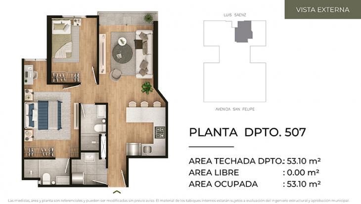 Plano del modelo Tipo 7 del proyecto CIUDARIS - OLIVE PARK en Jesus Maria