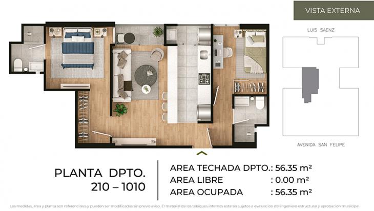 Plano del modelo Tipo 10 del proyecto CIUDARIS - OLIVE PARK en Jesus Maria