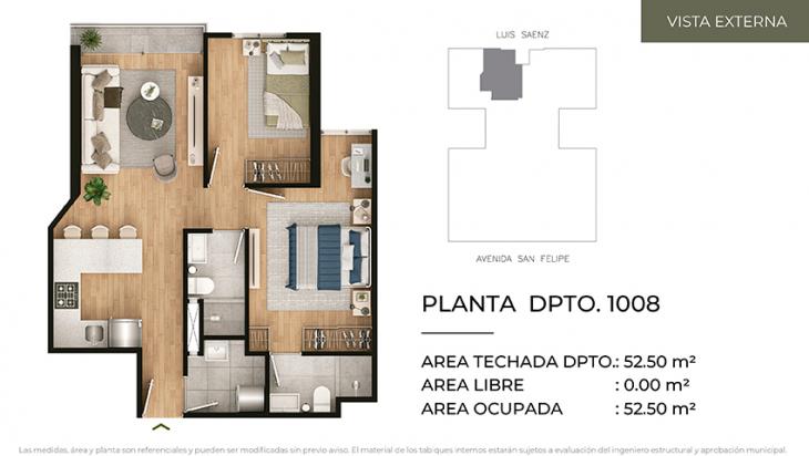 Plano del modelo Tipo 8 del proyecto CIUDARIS - OLIVE PARK en Jesus Maria