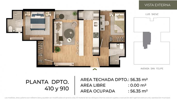 Plano del modelo Tipo 10 del proyecto CIUDARIS - OLIVE PARK en Jesus Maria