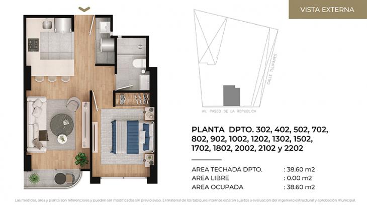 Plano del modelo Tipo 2 del proyecto CIUDARIS I TULIV en Lince