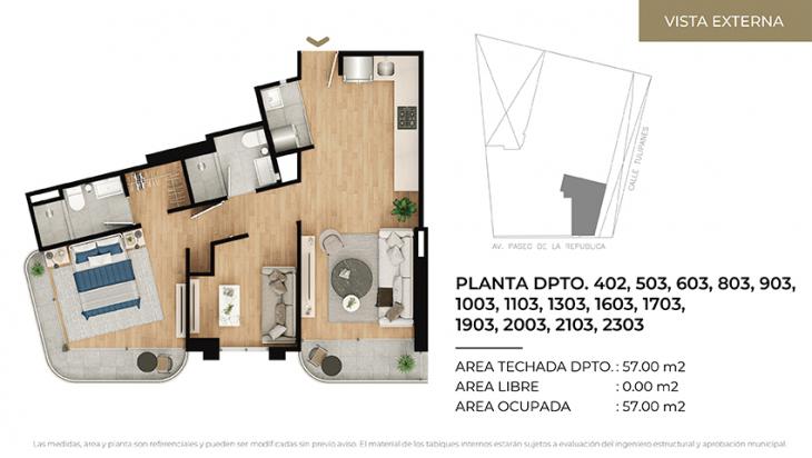 Plano del modelo Tipo 3 del proyecto CIUDARIS I TULIV en Lince