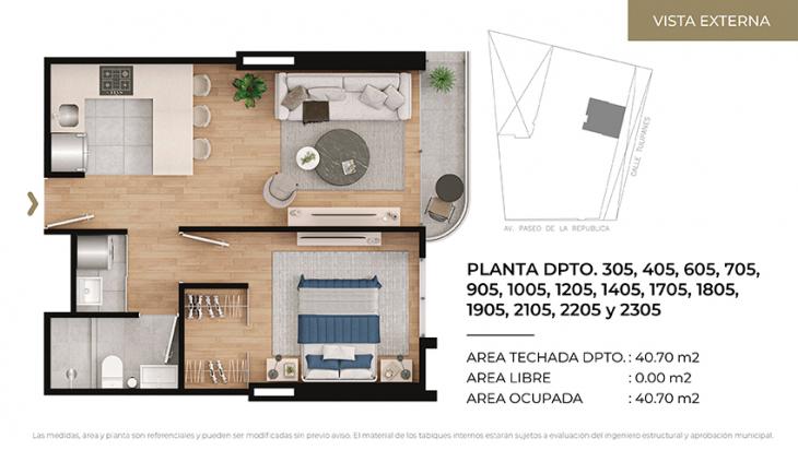 Plano del modelo Tipo 5 del proyecto CIUDARIS I TULIV en Lince