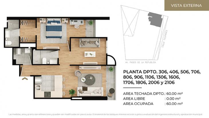 Plano del modelo Tipo 6 del proyecto CIUDARIS I TULIV en Lince