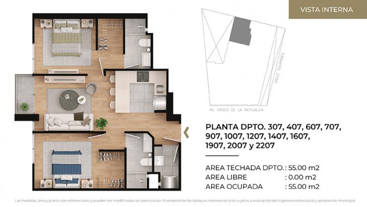 Plano del modelo Tipo 7 del proyecto CIUDARIS I TULIV en Lince