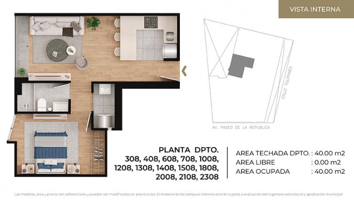 Plano del modelo Tipo 8 del proyecto CIUDARIS I TULIV en Lince