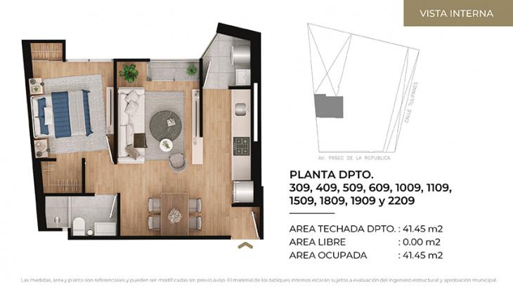 Plano del modelo Tipo 9 del proyecto CIUDARIS I TULIV en Lince