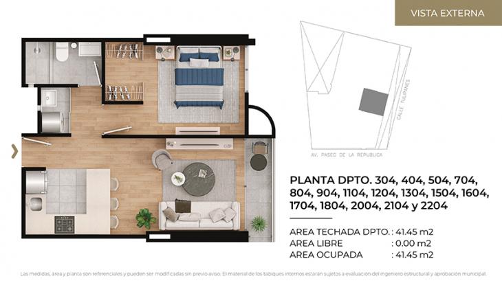 Plano del modelo Tipo 4 del proyecto CIUDARIS I TULIV en Lince