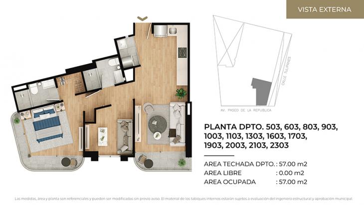 Plano del modelo Tipo 3 del proyecto CIUDARIS I TULIV en Lince