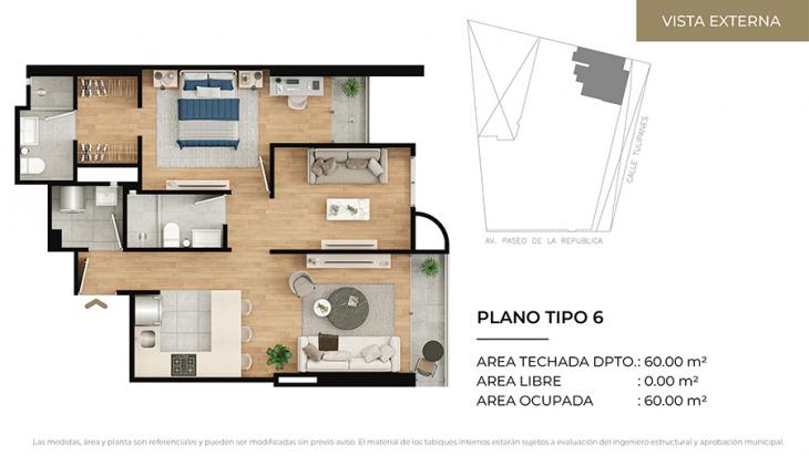 Plano del modelo Tipo 6 del proyecto CIUDARIS I TULIV en Lince