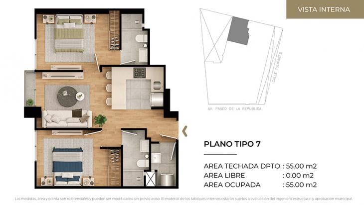 Plano del modelo Tipo 7 del proyecto CIUDARIS I TULIV en Lince
