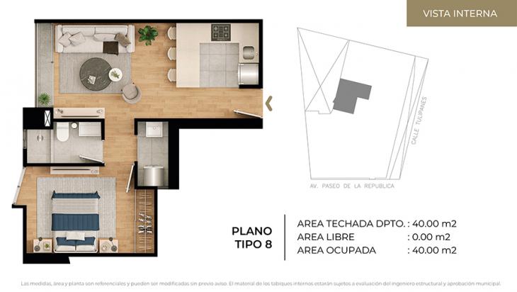 Plano del modelo Tipo 8 del proyecto CIUDARIS I TULIV en Lince