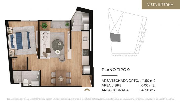 Plano del modelo Tipo 9 del proyecto CIUDARIS I TULIV en Lince