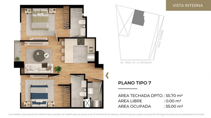 Plano del modelo Tipo 7 del proyecto CIUDARIS I TULIV en Lince