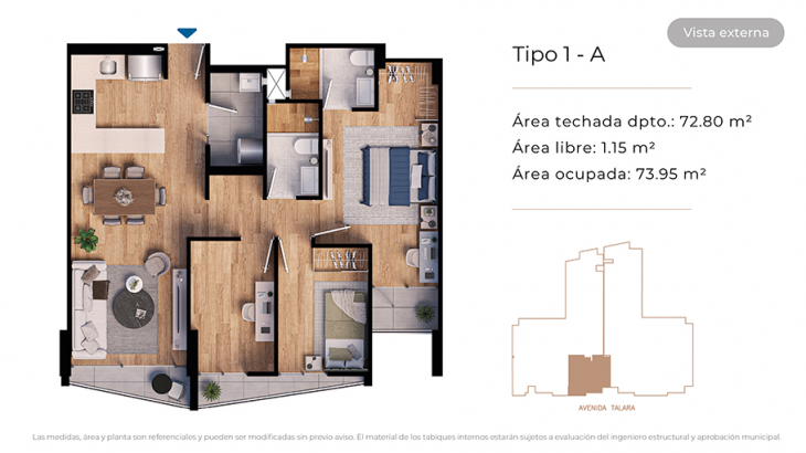 Plano del modelo Tipo 1-A del proyecto MONDRIAN en Jesus Maria