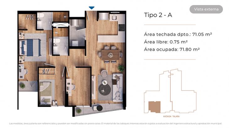 Plano del modelo Tipo 2-A del proyecto MONDRIAN en Jesus Maria