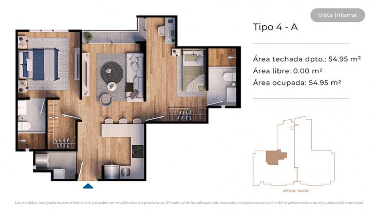 Plano del modelo Tipo 4-A del proyecto MONDRIAN en Jesus Maria