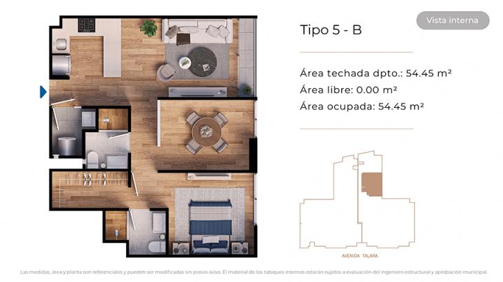 Plano del modelo Tipo 5-B del proyecto MONDRIAN en Jesus Maria