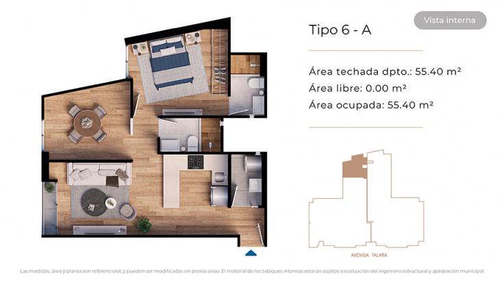 Plano del modelo Tipo 6-A del proyecto MONDRIAN en Jesus Maria