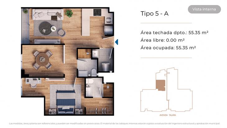 Plano del modelo Tipo 5-A del proyecto MONDRIAN en Jesus Maria