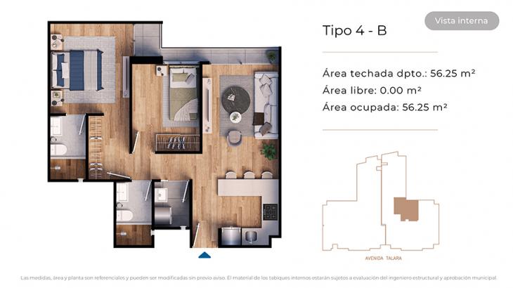 Plano del modelo Tipo 4-B del proyecto MONDRIAN en Jesus Maria