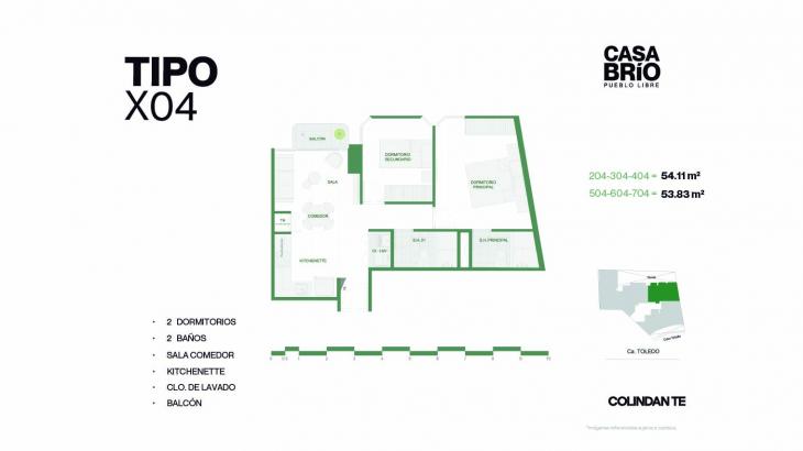 Plano del modelo X04 del proyecto Casa Brío en Pueblo Libre