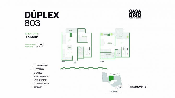 Plano del modelo 803 del proyecto Casa Brío en Pueblo Libre