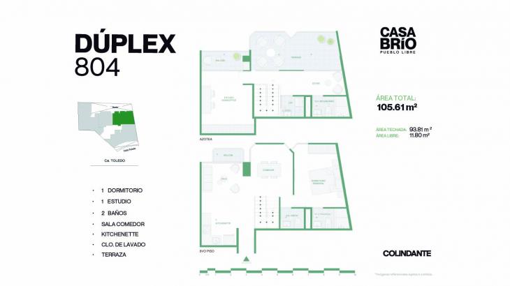 Plano del modelo 804 del proyecto Casa Brío en Pueblo Libre
