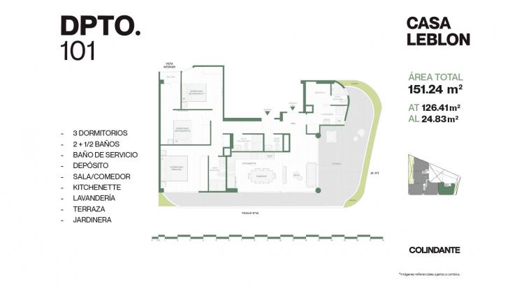 Plano del modelo 101 del proyecto Casa Leblon en San Borja