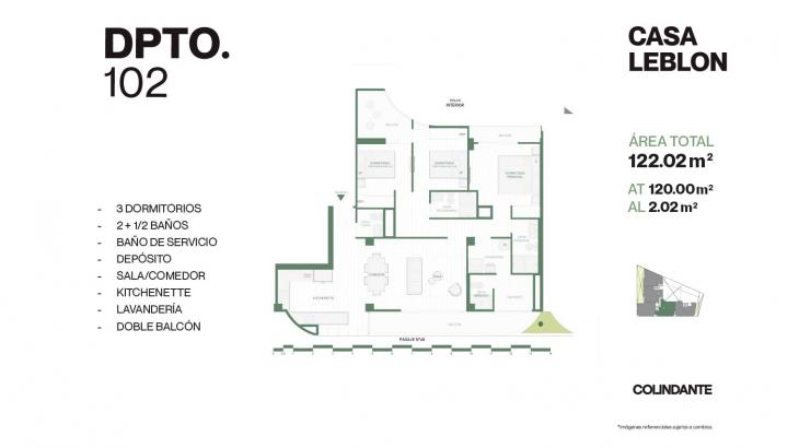 Plano del modelo 102 del proyecto Casa Leblon en San Borja