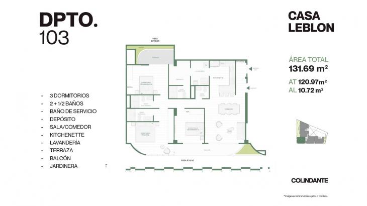 Plano del modelo 103 del proyecto Casa Leblon en San Borja