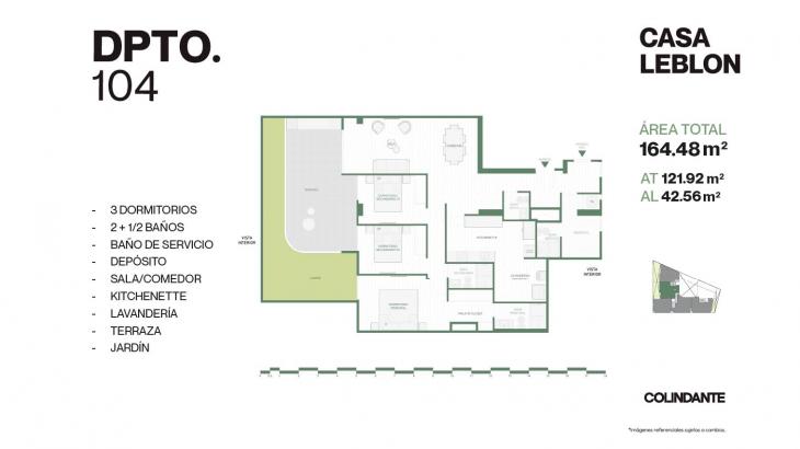 Plano del modelo 104 del proyecto Casa Leblon en San Borja