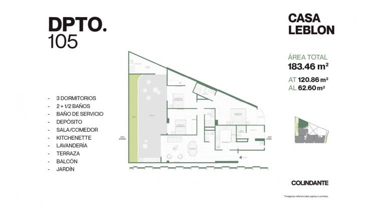 Plano del modelo 105 del proyecto Casa Leblon en San Borja