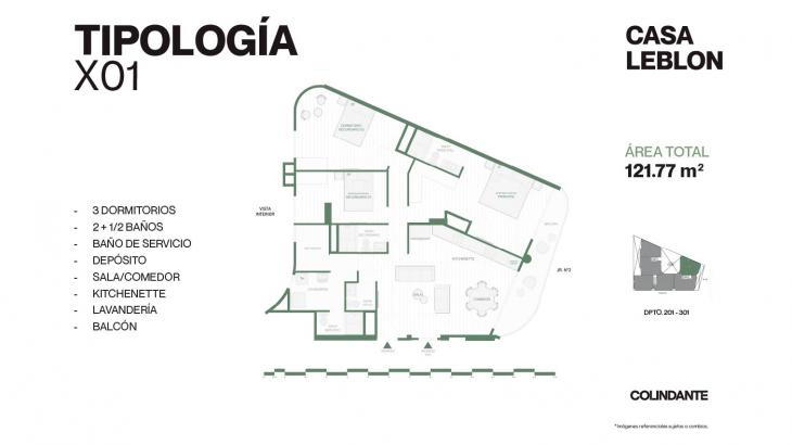 Plano del modelo X01 del proyecto Casa Leblon en San Borja