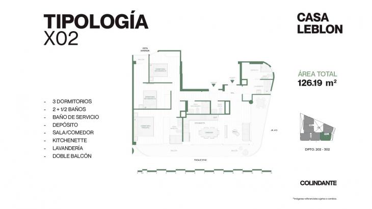 Plano del modelo X02 del proyecto Casa Leblon en San Borja
