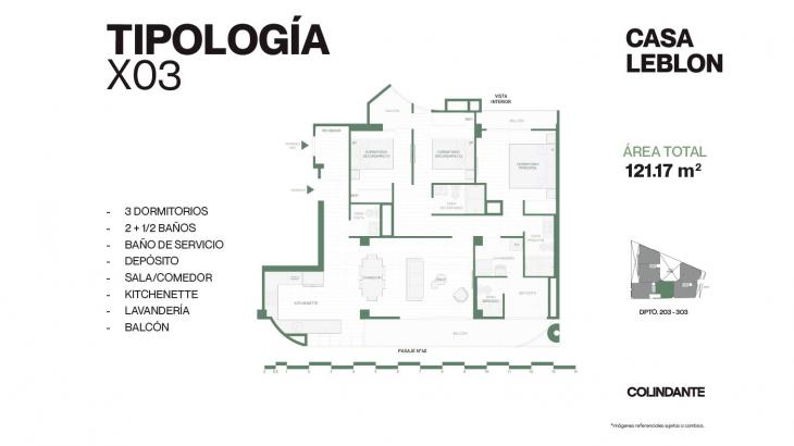 Plano del modelo X03 del proyecto Casa Leblon en San Borja