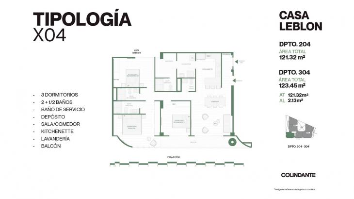 Plano del modelo X04 del proyecto Casa Leblon en San Borja