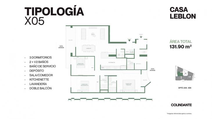Plano del modelo X05 del proyecto Casa Leblon en San Borja