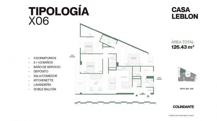 Plano del modelo X06 del proyecto Casa Leblon en San Borja