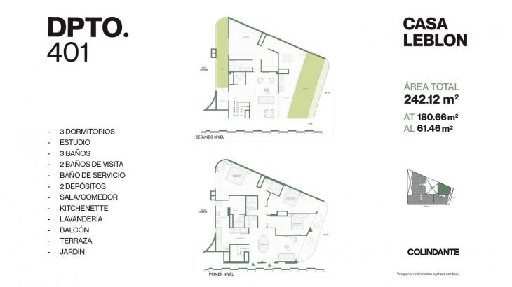 Plano del modelo 401 del proyecto Casa Leblon en San Borja