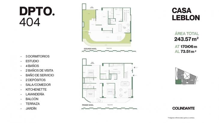 Plano del modelo 404 del proyecto Casa Leblon en San Borja