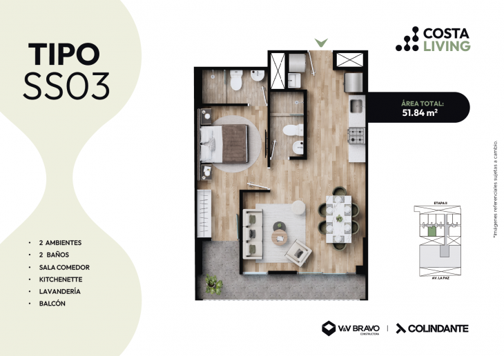 Plano del modelo S03 del proyecto Costa Living en San Miguel