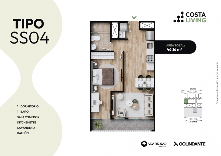 Plano del modelo S04 del proyecto Costa Living en San Miguel