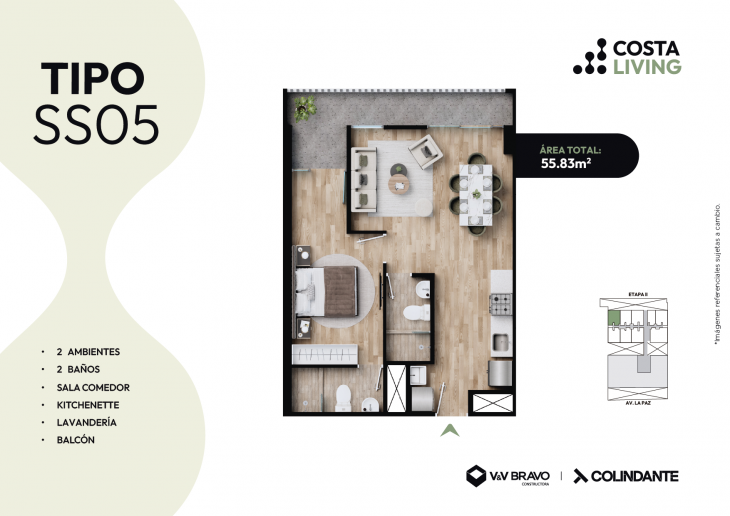 Plano del modelo S05 del proyecto Costa Living en San Miguel